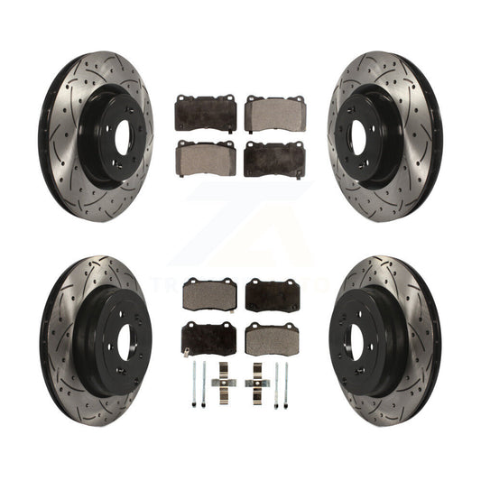 [Avant + Arrière] Kit de disque (percé rainuré revêtu) et plaquette (céramique) de frein pour Hyundai Genesis Coupe KDT-100363