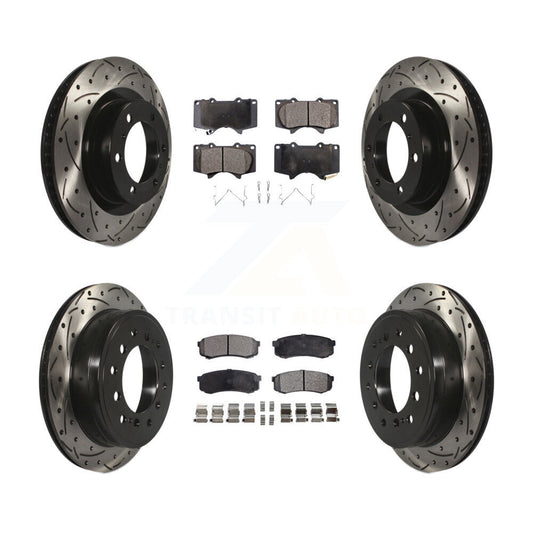 [Avant + Arrière] Kit de disque (percé rainuré revêtu) et plaquette (céramique) de frein pour Toyota 4Runner Lexus GX460 KDT-100366
