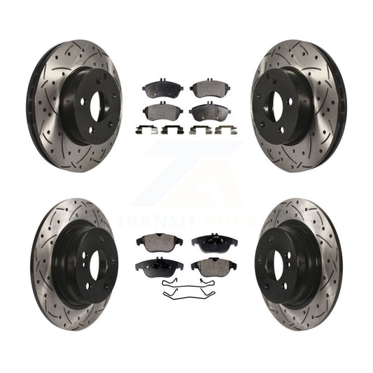 [Avant + Arrière] Kit de disque (percé rainuré revêtu) et plaquette (céramique) de frein pour Mercedes-Benz C300 C250 C230 KDT-100367