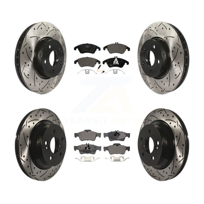 [Avant + Arrière] Kit de disque (percé rainuré revêtu) et plaquette (céramique) de frein pour Mercedes-Benz E350 E400 avec 322mm Diameter Rotor KDT-100371