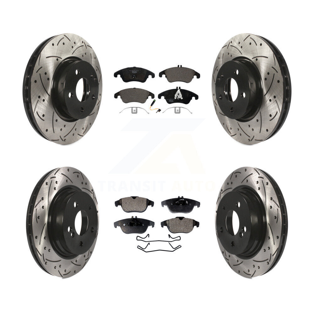 [Avant + Arrière] Kit de disque (percé rainuré revêtu) et plaquette (céramique) de frein pour Mercedes-Benz E350 C300 C350 KDT-100372