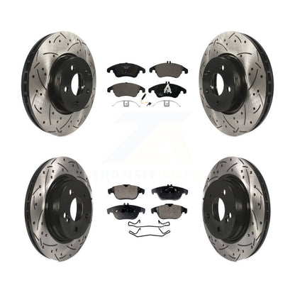 [Avant + Arrière] Kit de disque (percé rainuré revêtu) et plaquette (céramique) de frein pour Mercedes-Benz E350 C300 C350 KDT-100372