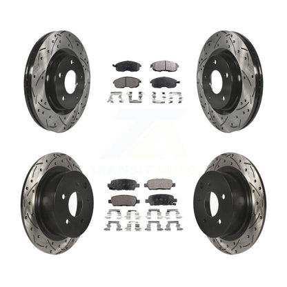 [Avant + Arrière] Kit de disque (percé rainuré revêtu) et plaquette (céramique) de frein pour Nissan Sentra Juke KDT-100373