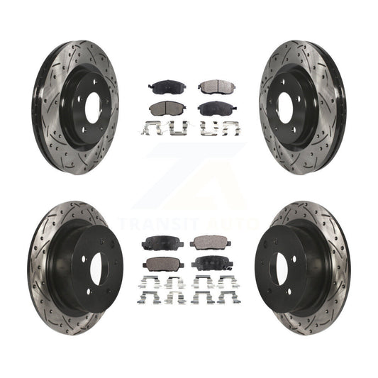 [Avant + Arrière] Kit de disque (percé rainuré revêtu) et plaquette (céramique) de frein pour Nissan Sentra Juke KDT-100373