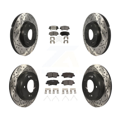 [Avant + Arrière] Kit de disque (percé rainuré revêtu) et plaquette (céramique) de frein pour Hyundai Veloster Elantra GT KDT-100377
