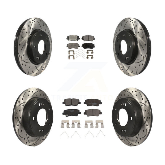 [Avant + Arrière] Kit de disque (percé rainuré revêtu) et plaquette (céramique) de frein pour Hyundai Veloster Elantra GT KDT-100377
