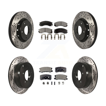 [Avant + Arrière] Kit de disque (percé rainuré revêtu) et plaquette (céramique) de frein pour Mitsubishi Lancer KDT-100382