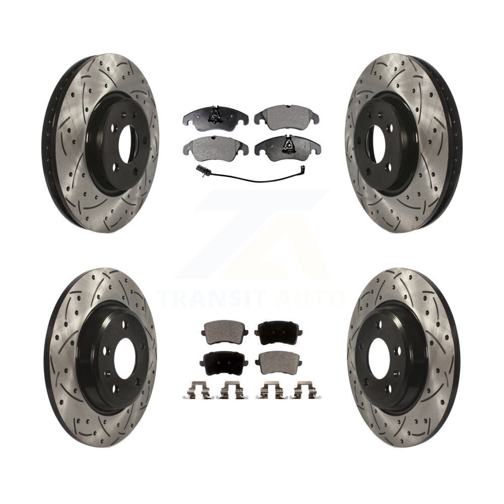 [Avant + Arrière] Kit de disque (percé rainuré revêtu) et plaquette (céramique) de frein pour Audi A4 Q5 A5 Quattro allroad KDT-100383