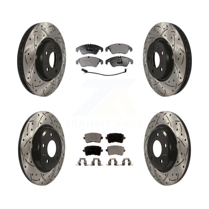 [Avant + Arrière] Kit de disque (percé rainuré revêtu) et plaquette (céramique) de frein pour Audi A4 Q5 A5 Quattro allroad KDT-100383