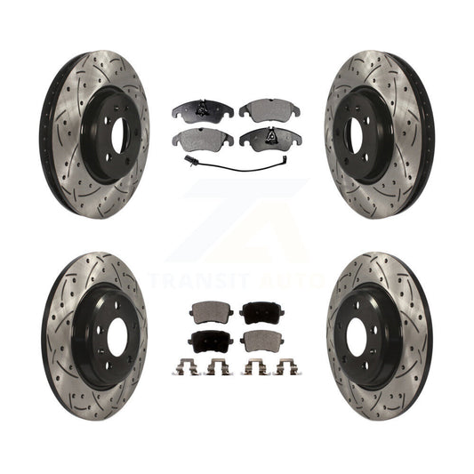 [Avant + Arrière] Kit de disque (percé rainuré revêtu) et plaquette (céramique) de frein pour Audi A4 Q5 A5 Quattro allroad KDT-100383