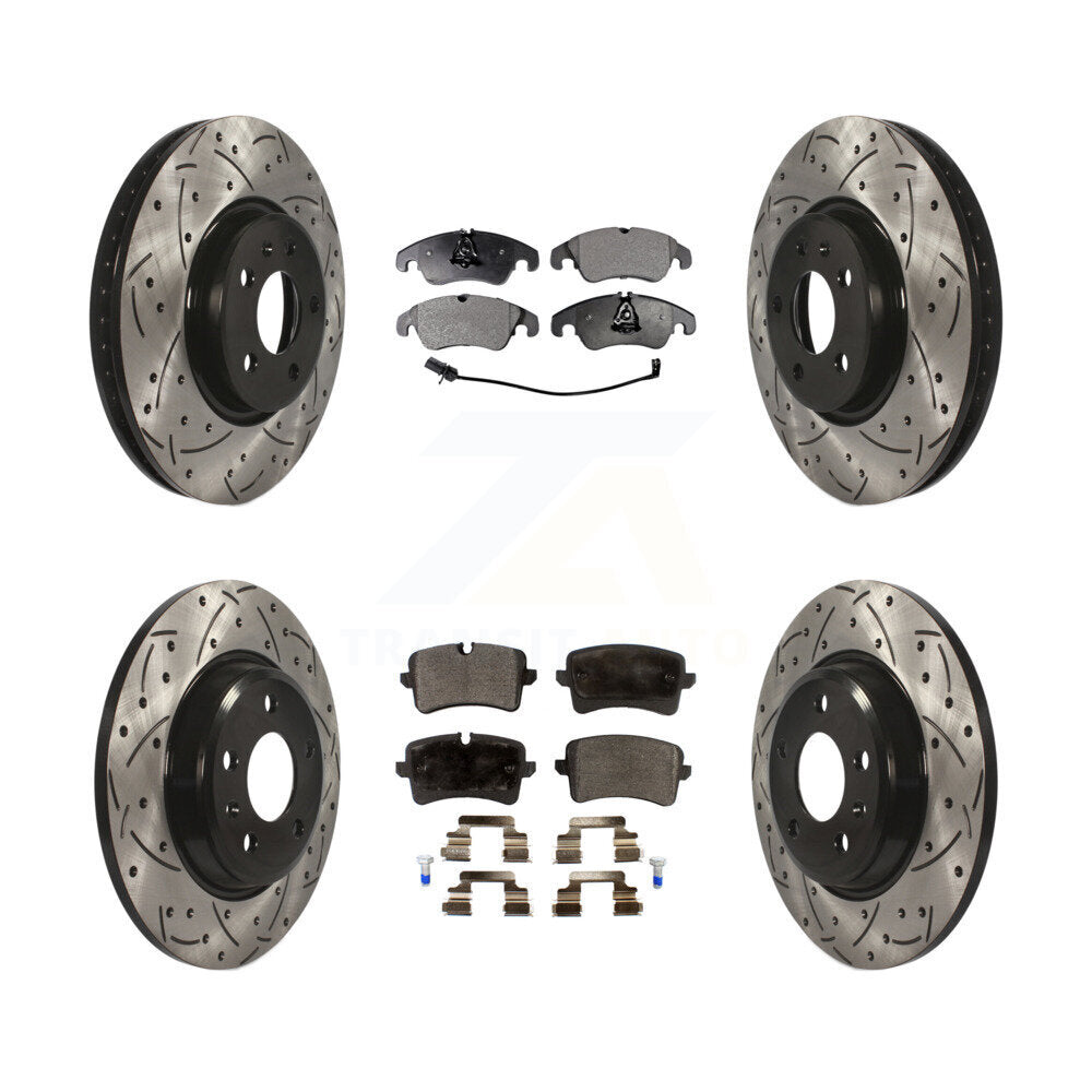 [Avant + Arrière] Kit de disque (percé rainuré revêtu) et plaquette (céramique) de frein pour 2013 Audi A6 avec 320mm Diameter Rotor KDT-100384
