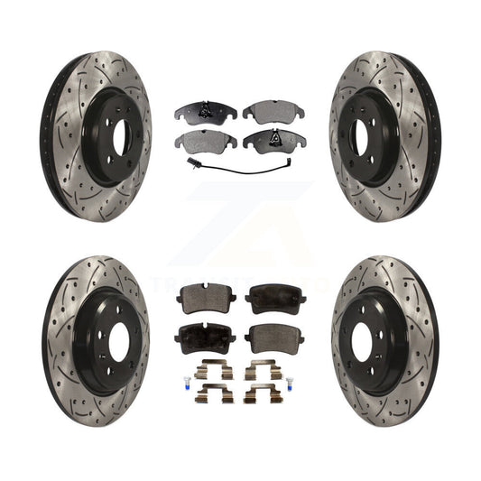 [Avant + Arrière] Kit de disque (percé rainuré revêtu) et plaquette (céramique) de frein pour 2013 Audi A6 avec 320mm Diameter Rotor KDT-100384