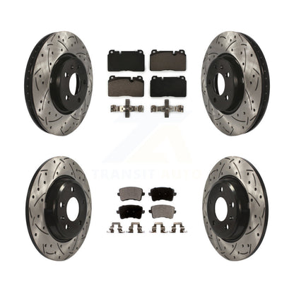 [Avant + Arrière] Kit de disque (percé rainuré revêtu) et plaquette (céramique) de frein pour Audi Q5 KDT-100385