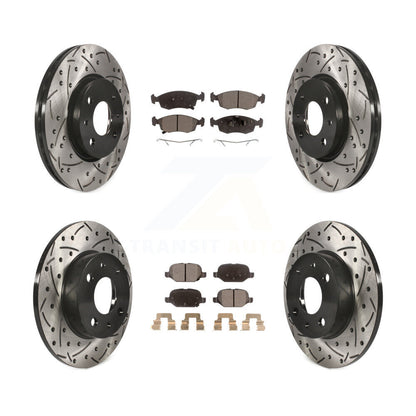 [Avant + Arrière] Kit de disque (percé rainuré revêtu) et plaquette (céramique) de frein pour Fiat 500 KDT-100386