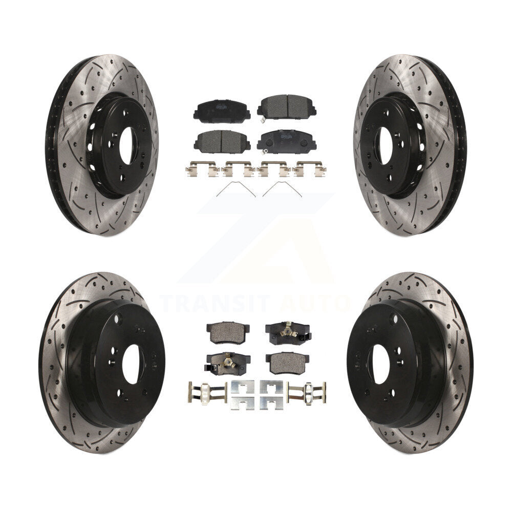 [Avant + Arrière] Kit de disque (percé rainuré revêtu) et plaquette (céramique) de frein pour 2013-2018 Acura RDX KDT-100393