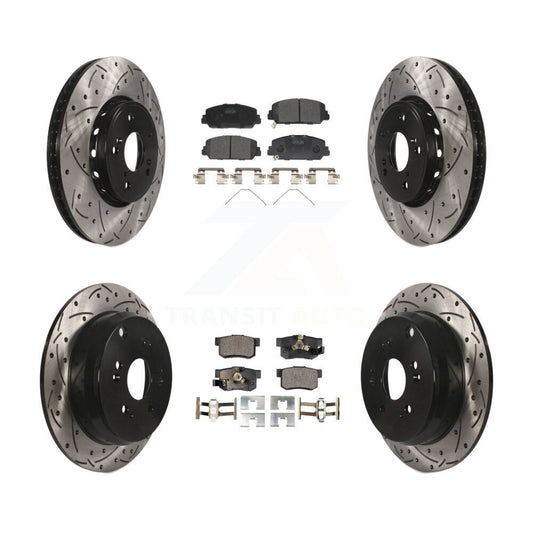 [Avant + Arrière] Kit de disque (percé rainuré revêtu) et plaquette (céramique) de frein pour 2013-2018 Acura RDX KDT-100393
