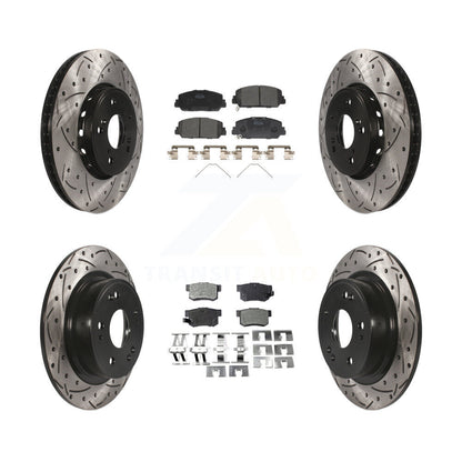 [Avant + Arrière] Kit de disque (percé rainuré revêtu) et plaquette (céramique) de frein pour 2016 Acura ILX KDT-100394