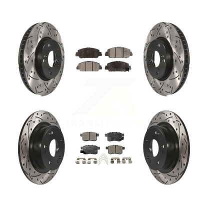 [Avant + Arrière] Kit de disque (percé rainuré revêtu) et plaquette (céramique) de frein pour Honda Accord KDT-100395