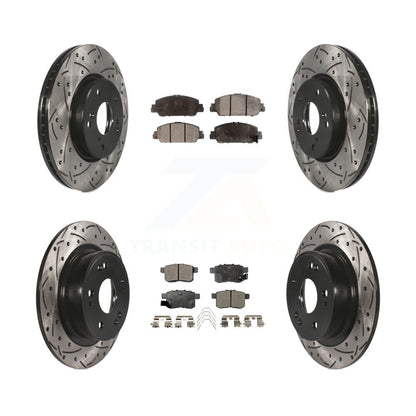 [Avant + Arrière] Kit de disque (percé rainuré revêtu) et plaquette (céramique) de frein pour Honda Accord KDT-100398