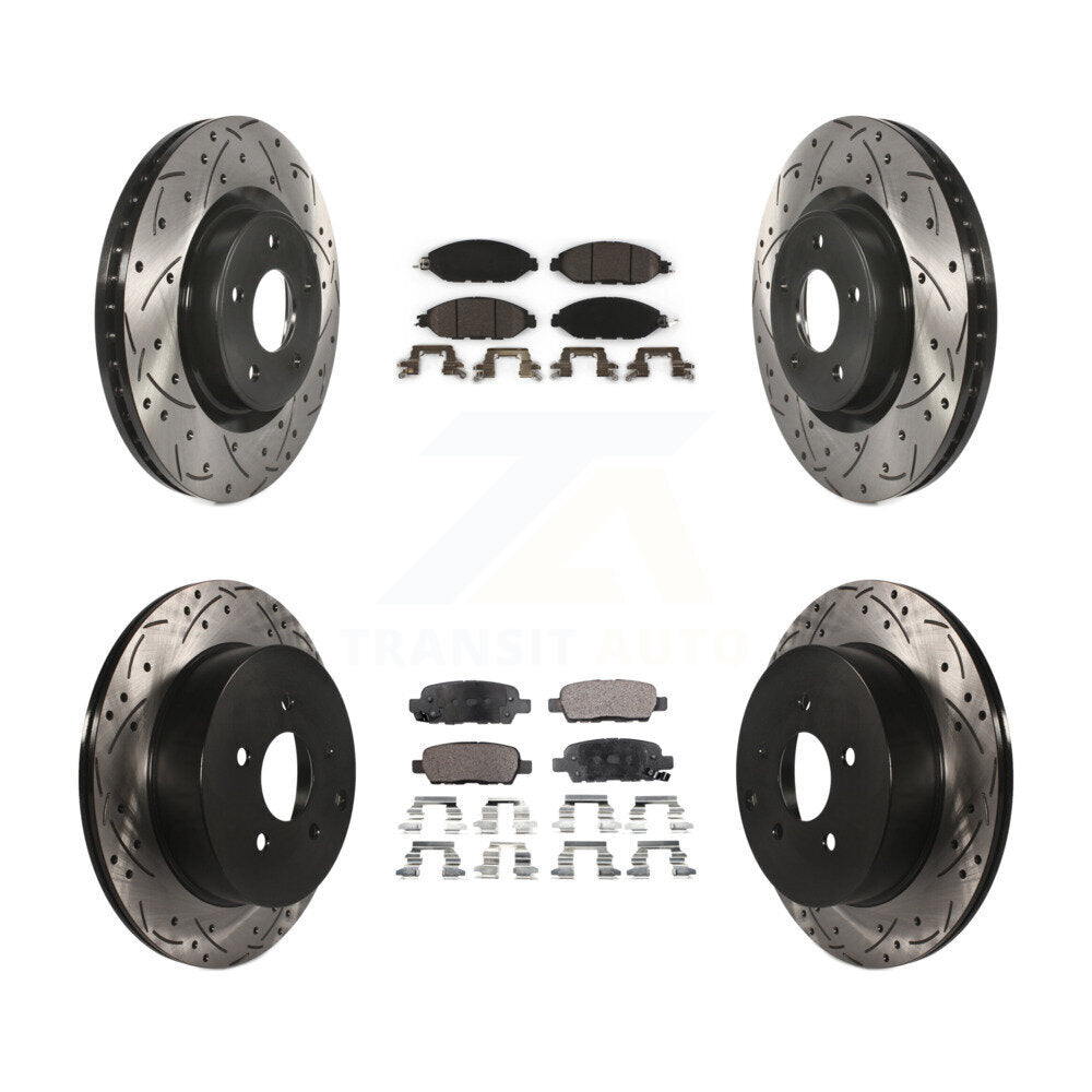 [Avant + Arrière] Kit de disque (percé rainuré revêtu) et plaquette (céramique) de frein pour Nissan Pathfinder Murano INFINITI QX60 JX35 KDT-100400