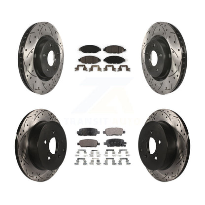 [Avant + Arrière] Kit de disque (percé rainuré revêtu) et plaquette (céramique) de frein pour Nissan Pathfinder Murano INFINITI QX60 JX35 KDT-100400