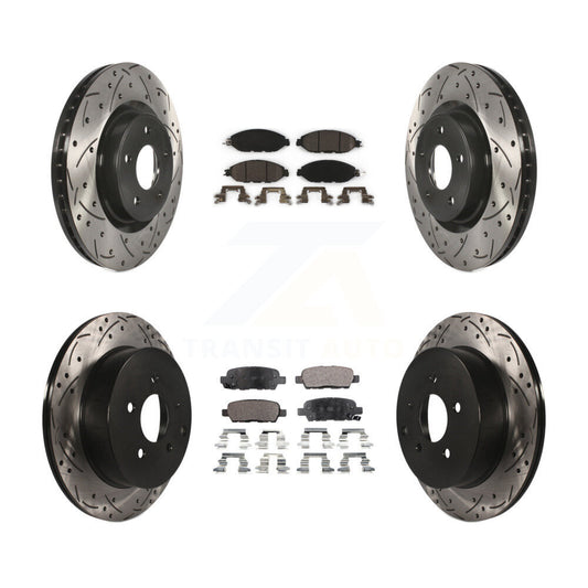 [Avant + Arrière] Kit de disque (percé rainuré revêtu) et plaquette (céramique) de frein pour Nissan Pathfinder Murano INFINITI QX60 JX35 KDT-100400