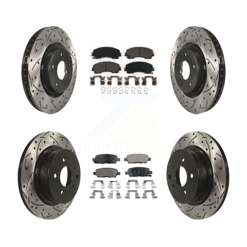 [Avant + Arrière] Kit de disque (percé rainuré revêtu) et plaquette (céramique) de frein pour 2016-2017 INFINITI QX50 KDT-100402