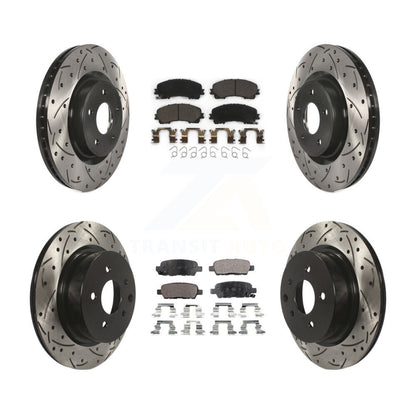 [Avant + Arrière] Kit de disque (percé rainuré revêtu) et plaquette (céramique) de frein pour 2016-2017 INFINITI QX50 KDT-100402