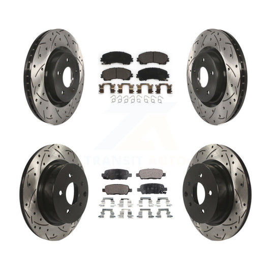 [Avant + Arrière] Kit de disque (percé rainuré revêtu) et plaquette (céramique) de frein pour 2016-2017 INFINITI QX50 KDT-100402