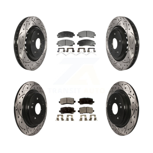 [Avant + Arrière] Kit de disque (percé rainuré revêtu) et plaquette (céramique) de frein pour 2015-2020 Acura TLX KDT-100403