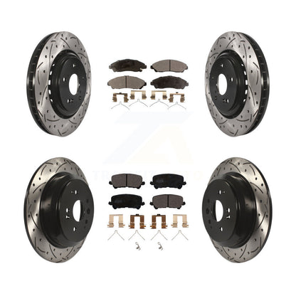 [Avant + Arrière] Kit de disque (percé rainuré revêtu) et plaquette (céramique) de frein pour 2014-2016 Acura MDX KDT-100404