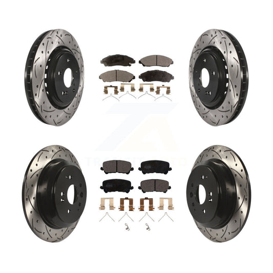 [Avant + Arrière] Kit de disque (percé rainuré revêtu) et plaquette (céramique) de frein pour 2014-2016 Acura MDX KDT-100404