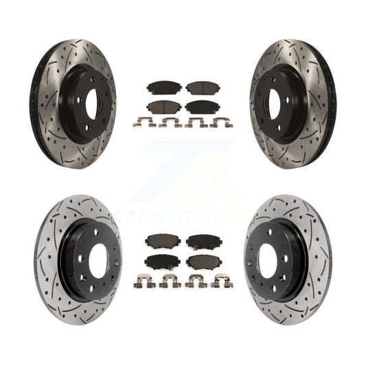 [Avant + Arrière] Kit de disque (percé rainuré revêtu) et plaquette (céramique) de frein pour Mazda 3 Sport 2.5L KDT-100405