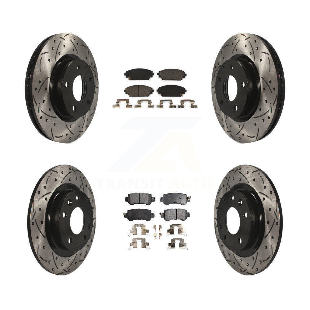 [Avant + Arrière] Kit de disque (percé rainuré revêtu) et plaquette (céramique) de frein pour 2016-2018 Mazda CX-3 AWD KDT-100406