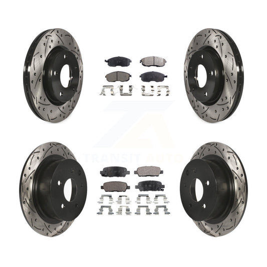 [Avant + Arrière] Kit de disque (percé rainuré revêtu) et plaquette (céramique) de frein pour Nissan Sentra KDT-100408