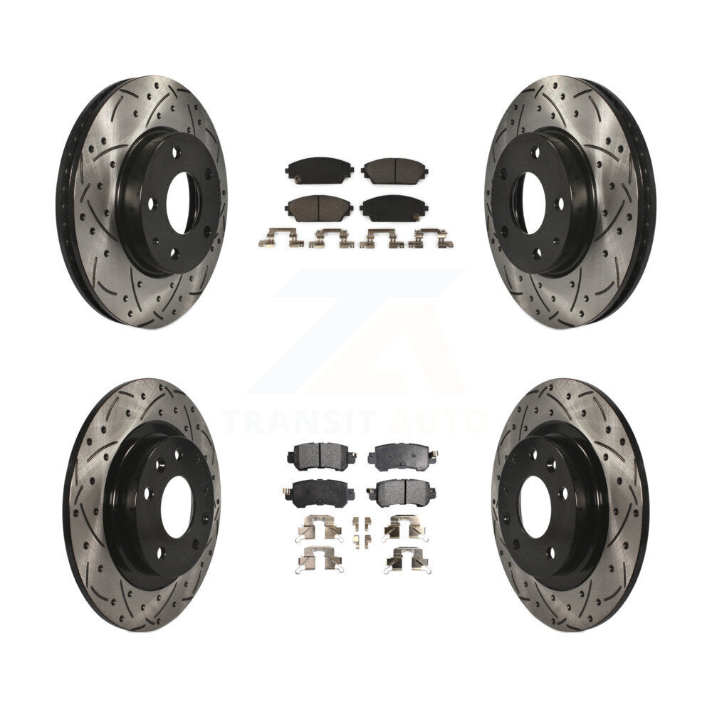 [Avant + Arrière] Kit de disque (percé rainuré revêtu) et plaquette (céramique) de frein pour 2016-2018 Mazda CX-3 FWD KDT-100410