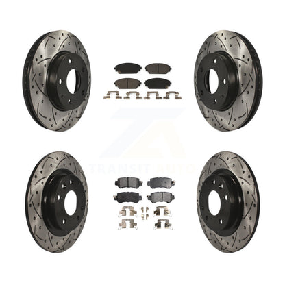 [Avant + Arrière] Kit de disque (percé rainuré revêtu) et plaquette (céramique) de frein pour 2016-2018 Mazda CX-3 FWD KDT-100410