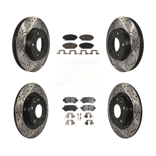 [Avant + Arrière] Kit de disque (percé rainuré revêtu) et plaquette (céramique) de frein pour 2016-2018 Mazda CX-3 FWD KDT-100410