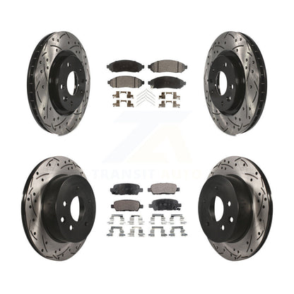 [Avant + Arrière] Kit de disque (percé rainuré revêtu) et plaquette (céramique) de frein pour 2015 Nissan LEAF Vehicles Manufactured In Japan KDT-100412