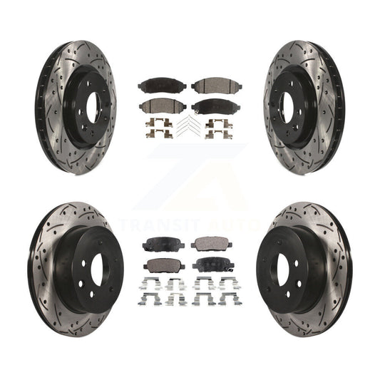 [Avant + Arrière] Kit de disque (percé rainuré revêtu) et plaquette (céramique) de frein pour 2015 Nissan LEAF Vehicles Manufactured In Japan KDT-100412