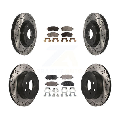 [Avant + Arrière] Kit de disque (percé rainuré revêtu) et plaquette (céramique) de frein pour Nissan LEAF KDT-100413
