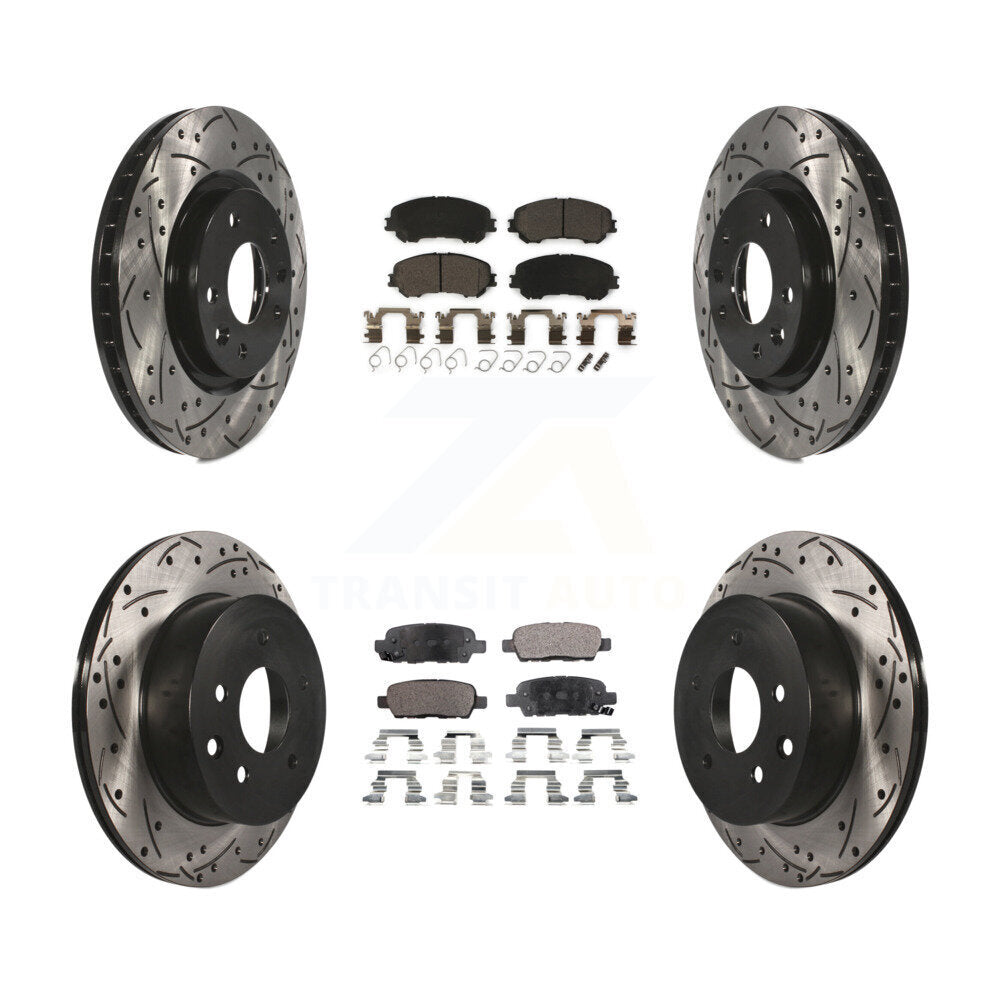 [Avant + Arrière] Kit de disque (percé rainuré revêtu) et plaquette (céramique) de frein pour Nissan Rogue Sport Qashqai KDT-100414