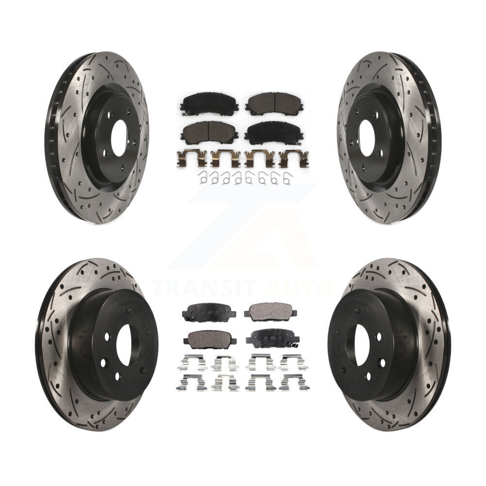 [Avant + Arrière] Kit de disque (percé rainuré revêtu) et plaquette (céramique) de frein pour Nissan Rogue KDT-100415