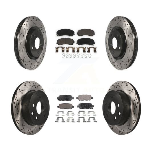 [Avant + Arrière] Kit de disque (percé rainuré revêtu) et plaquette (céramique) de frein pour Nissan Rogue KDT-100415