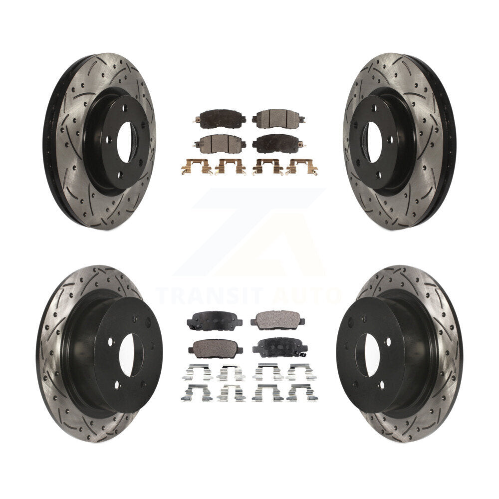 [Avant + Arrière] Kit de disque (percé rainuré revêtu) et plaquette (céramique) de frein pour Nissan Altima KDT-100416