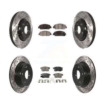 [Avant + Arrière] Kit de disque (percé rainuré revêtu) et plaquette (céramique) de frein pour 2017 Honda Accord Hybrid EX-L Touring KDT-100420