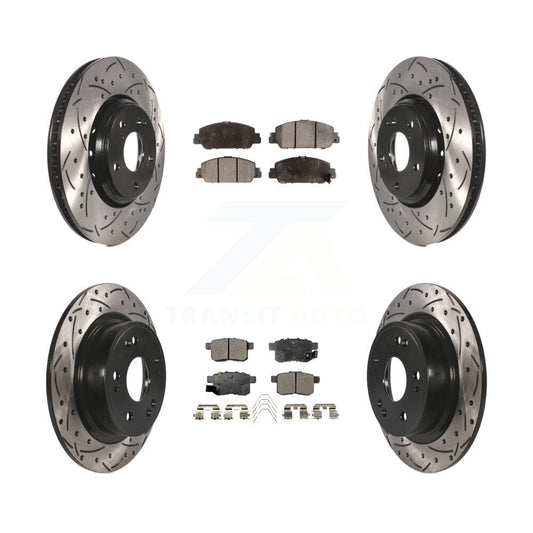 [Avant + Arrière] Kit de disque (percé rainuré revêtu) et plaquette (céramique) de frein pour 2017 Honda Accord Hybrid EX-L Touring KDT-100420