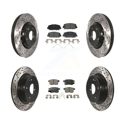 [Avant + Arrière] Kit de disque (percé rainuré revêtu) et plaquette (céramique) de frein pour Honda Accord KDT-100421