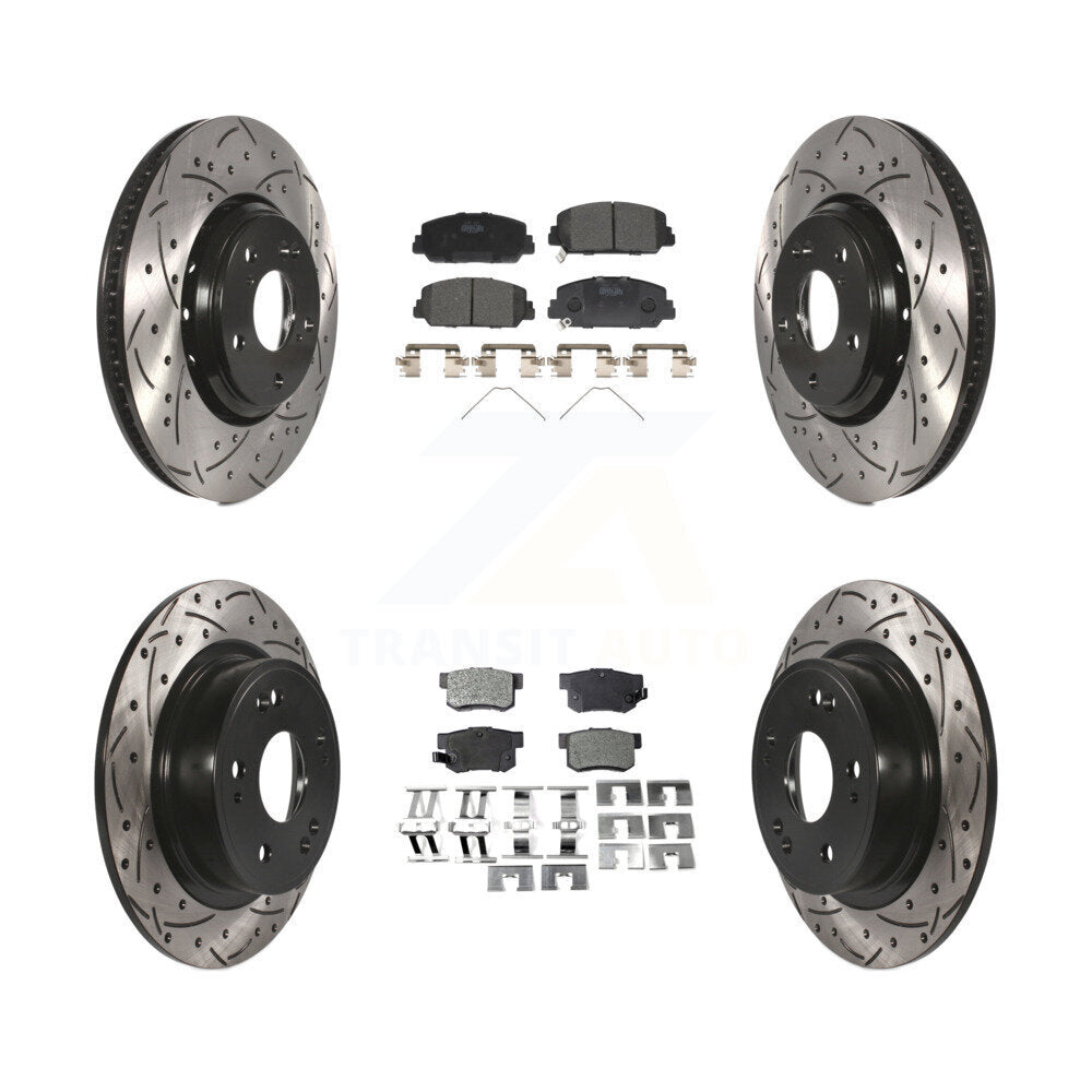 [Avant + Arrière] Kit de disque (percé rainuré revêtu) et plaquette (céramique) de frein pour 2017-2022 Acura ILX KDT-100422