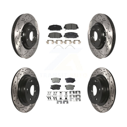 [Avant + Arrière] Kit de disque (percé rainuré revêtu) et plaquette (céramique) de frein pour 2017-2022 Acura ILX KDT-100422
